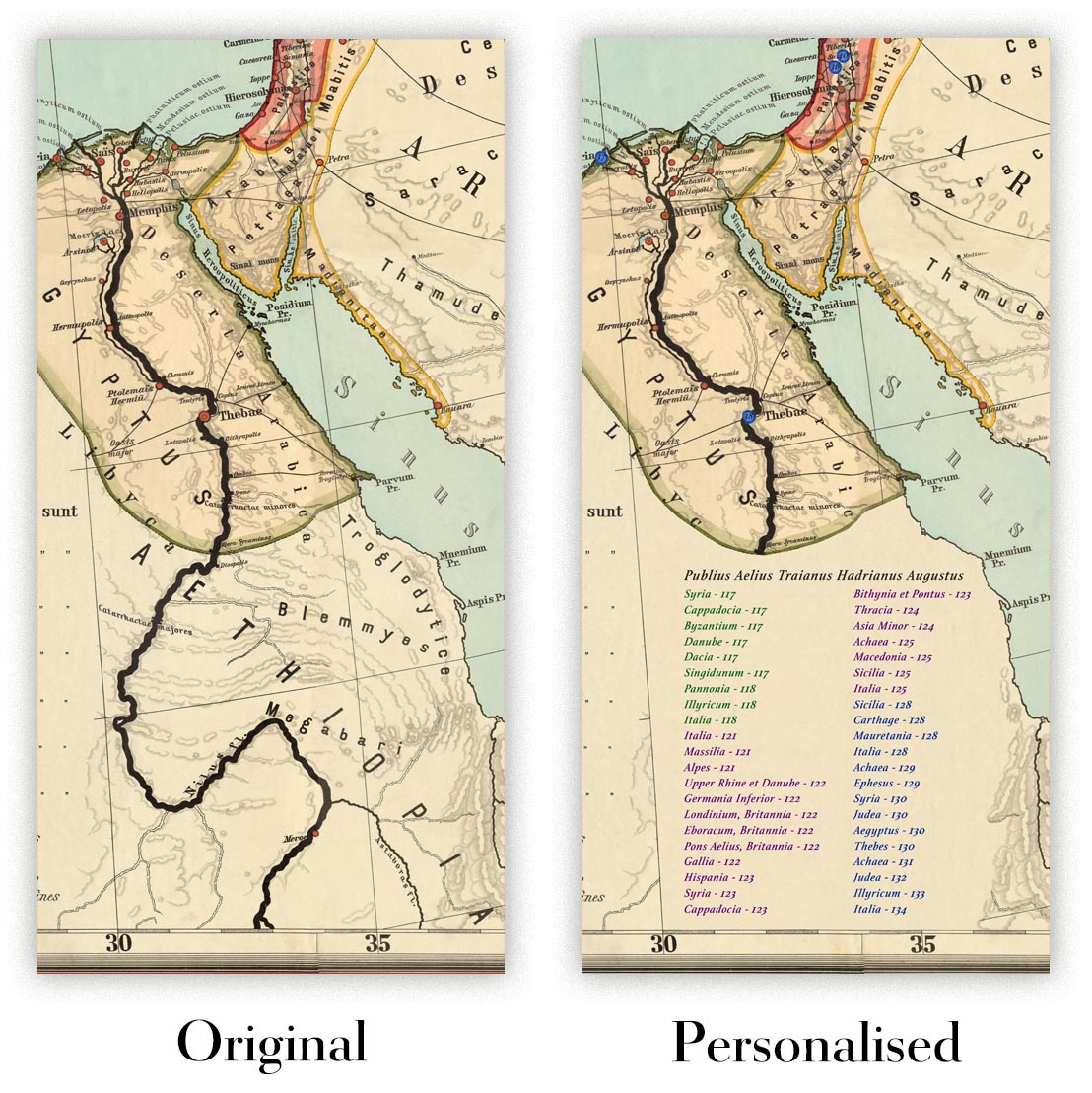 Image showing the difference between an Original map and a Personalised map